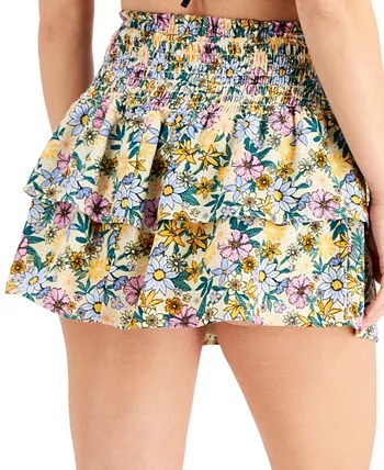 Miken Junior's Floral Print Cover Up Skirt Swimsuit Pink Size Small - Picture 8 of 9