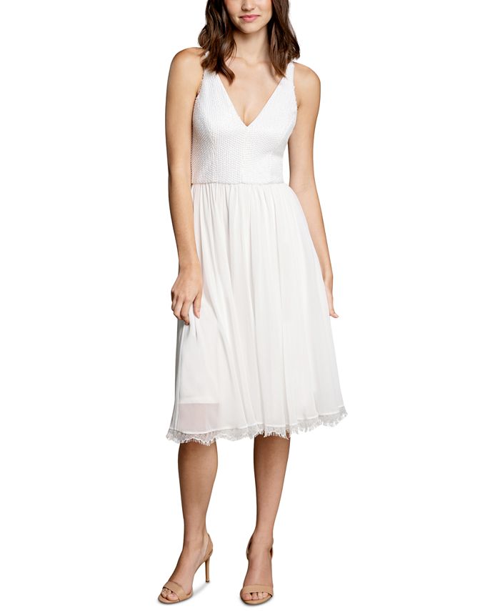 Dress The Population Women's Fit & Flare Midi Dress White Size XX-Small |  eBay