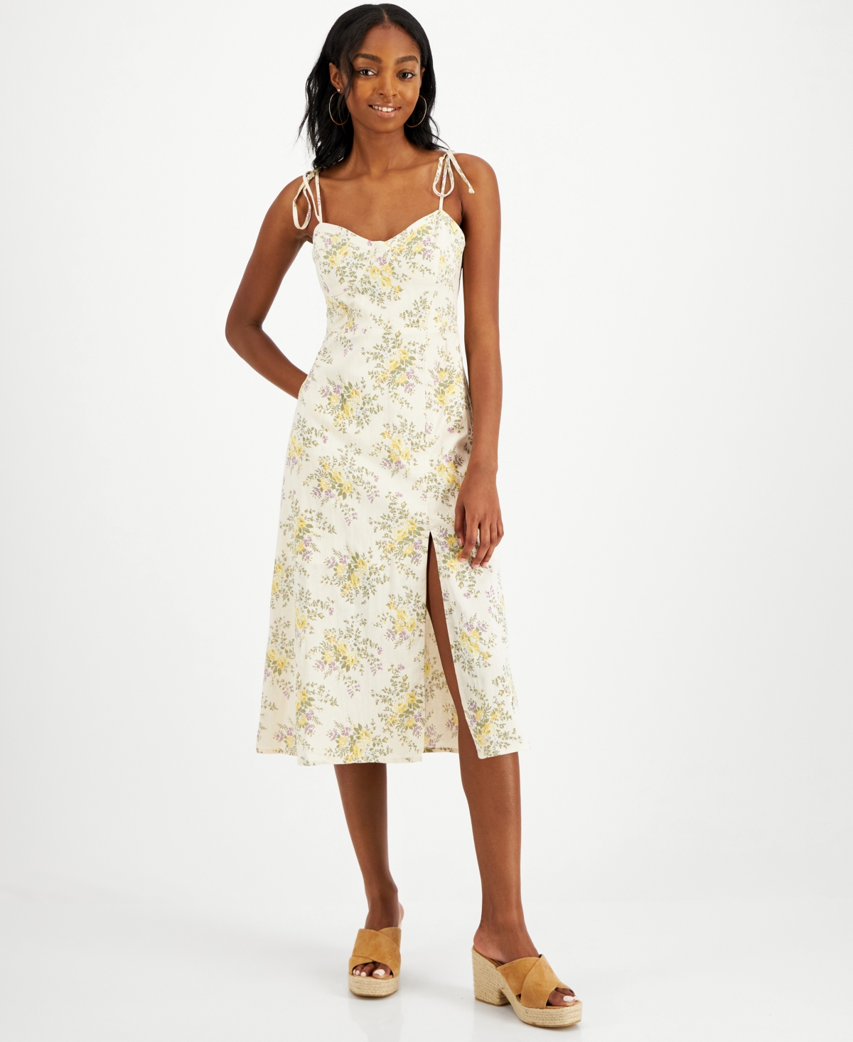 knee length dresses for ladies Lucky Brand Womens Printed Button Front Midi Dress  ShopCGX