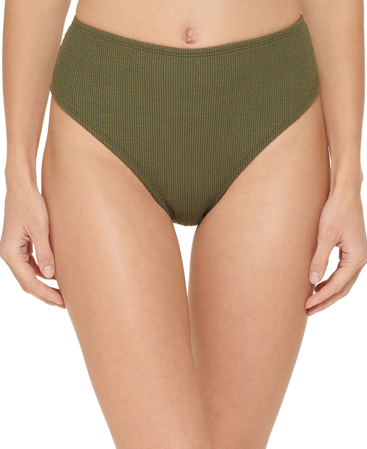 DKNY Women's Textured High Waist Bikini Bottom Swimsuit Green Size X-Small - Picture 10 of 15