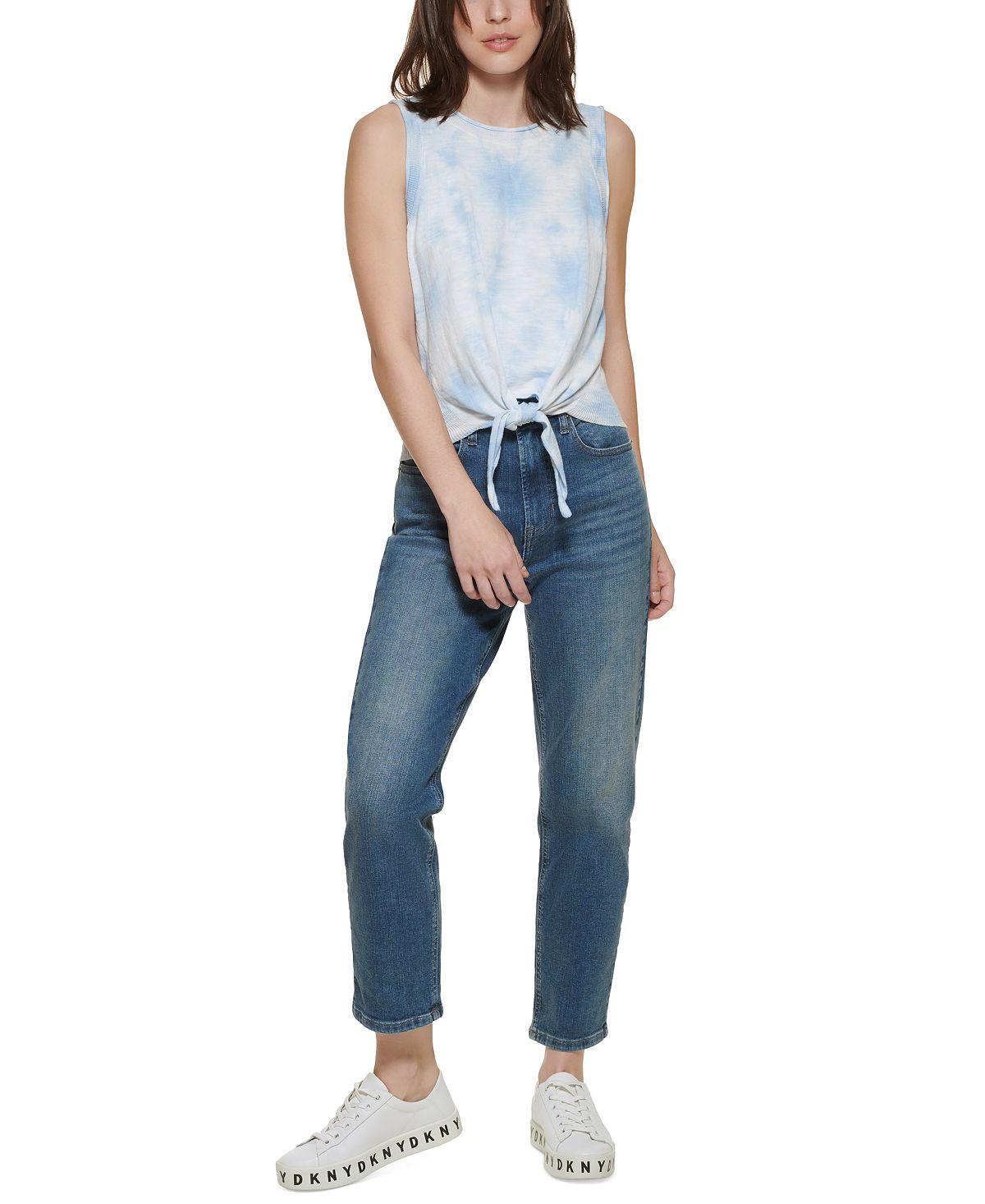 DKNY Damen Batik Bindesaum Baumwolle Top weiß Größe X-Small - Bild 9 von 9