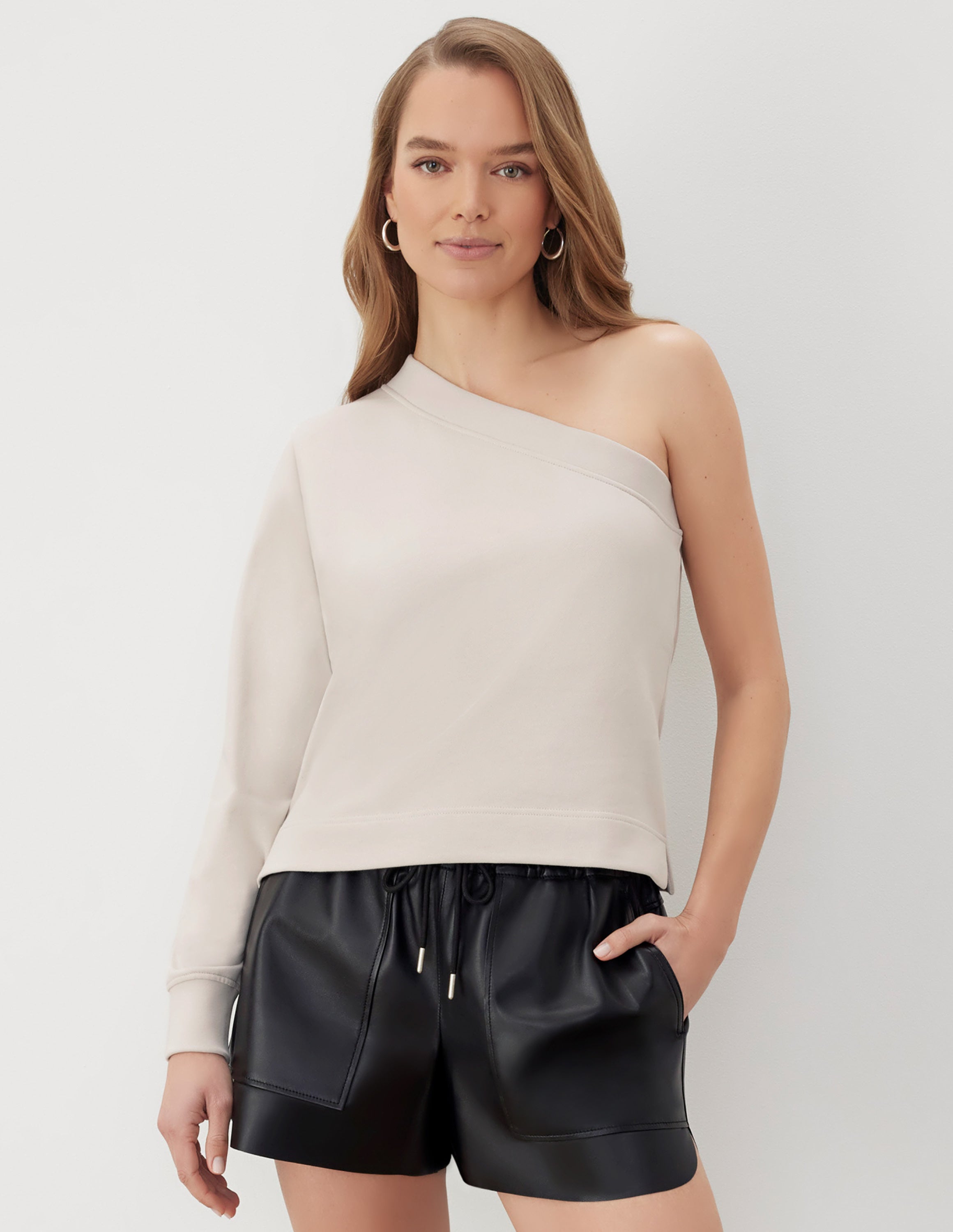 GSTQ One Shoulder French Terry Top - Afbeelding 10 van 13