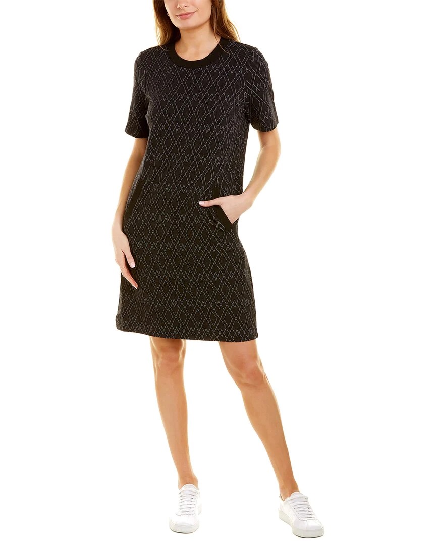Leota Women's Short Sleeve Maddie Dress in Diamond Lines Luxe Jacquard Black - Bild 10 von 12