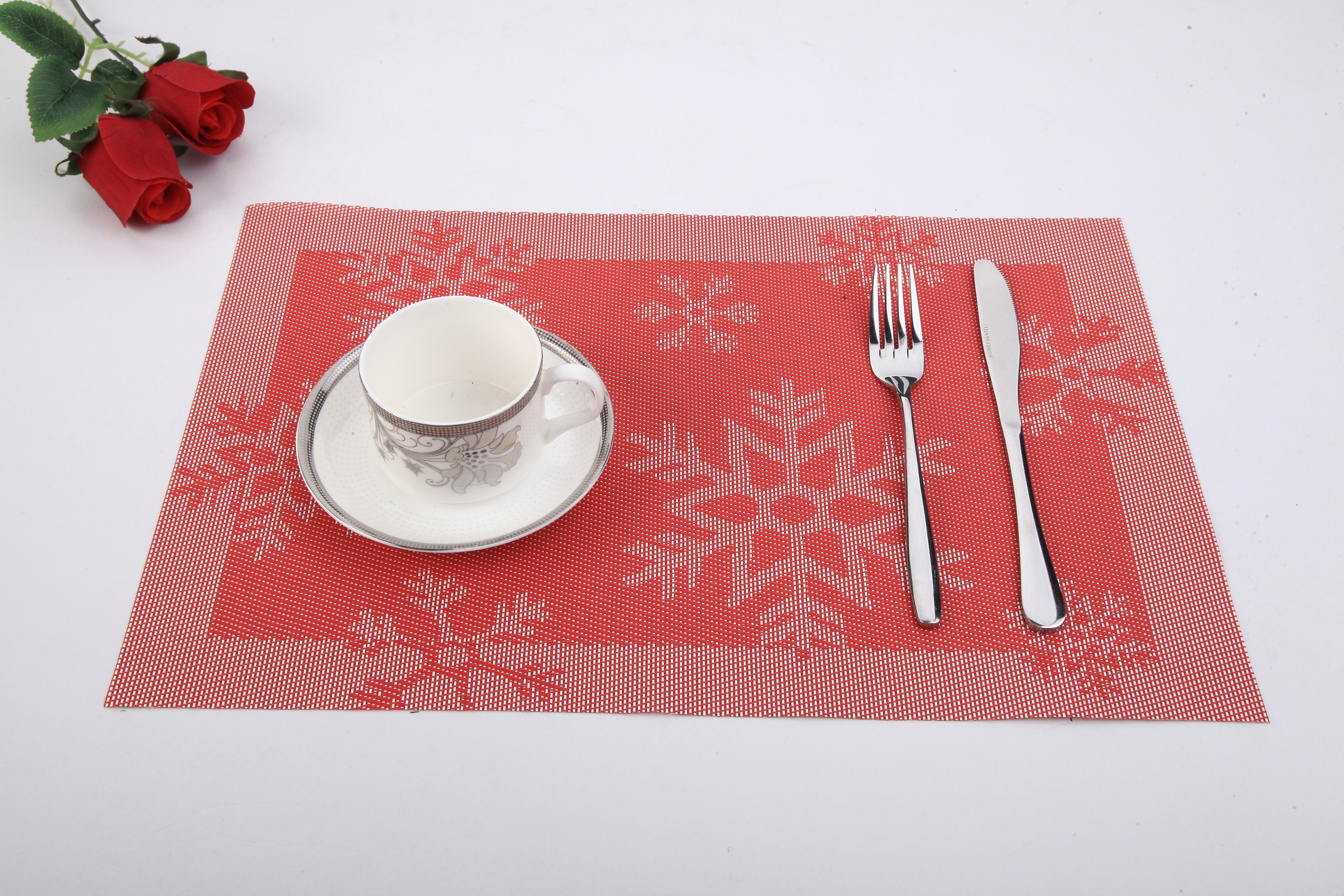 J&V Textiles Woven Non Slip Washable Placemat Set of 4 Gray Size 12X18 ...