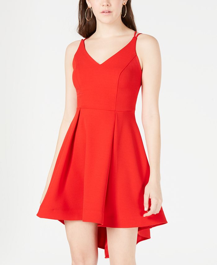B Darlin Womens Spaghetti Strap V Neck Short Fit + Flare Dress