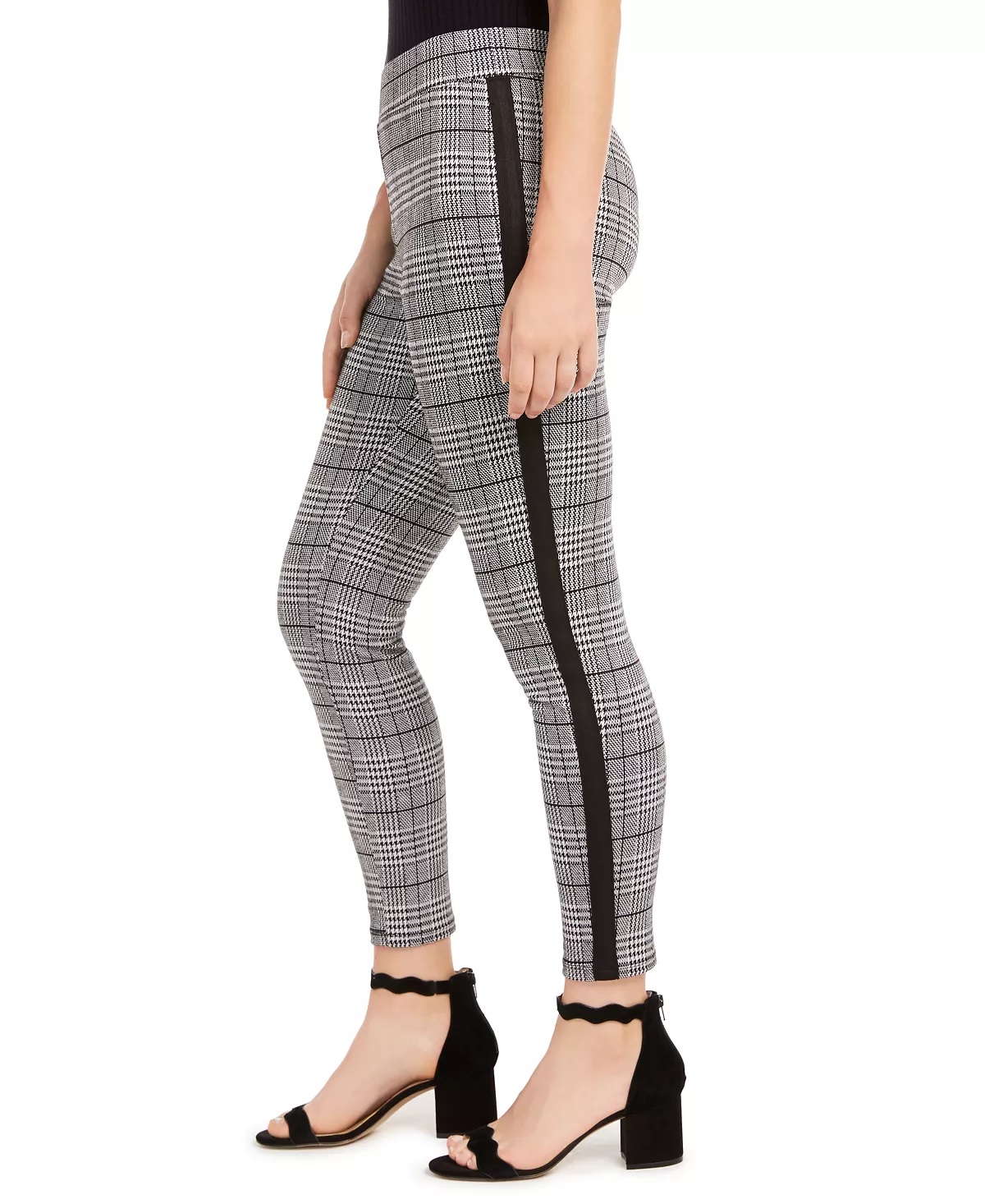 American Rag Junior's Side Stripe Plaid Skinny Ankle Pants Black Size Small - Afbeelding 7 van 7