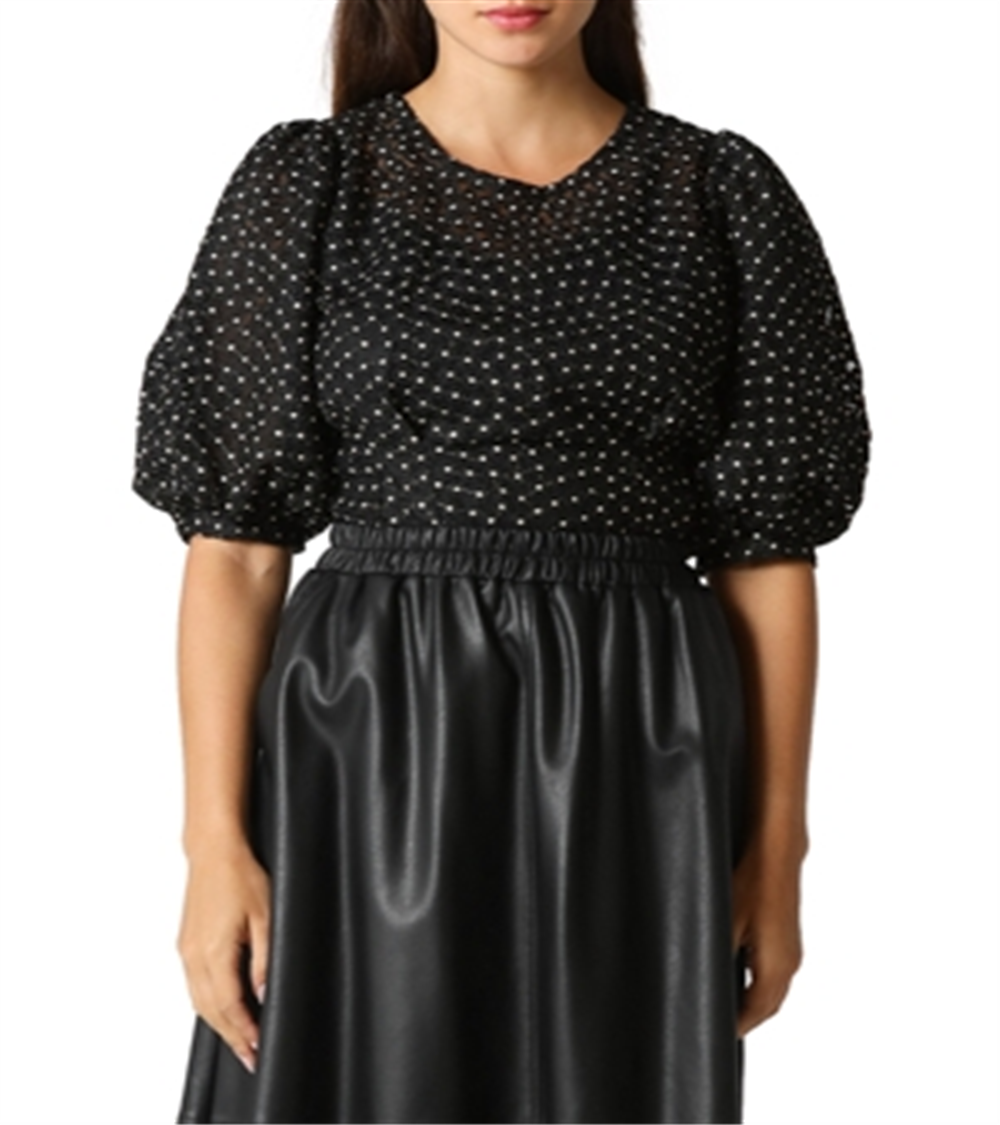 Gracia womens Flower Embroidered Top Black - Picture 7 of 9